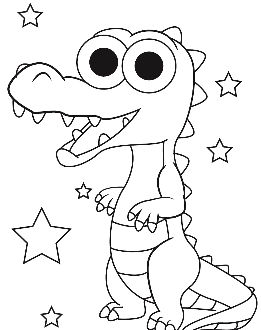 Kolorowanka aligator i gwiazdy